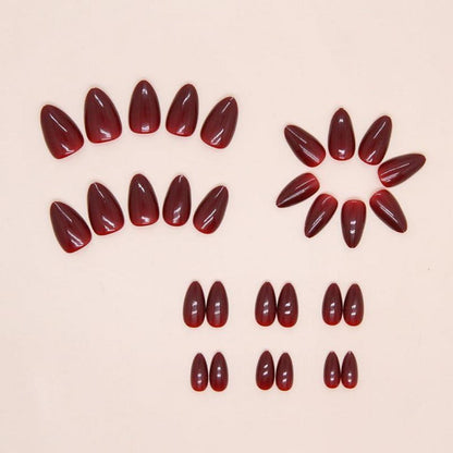 Burgundrote Almond Press On Nails – Elegante Kunstnägel zum Aufkleben