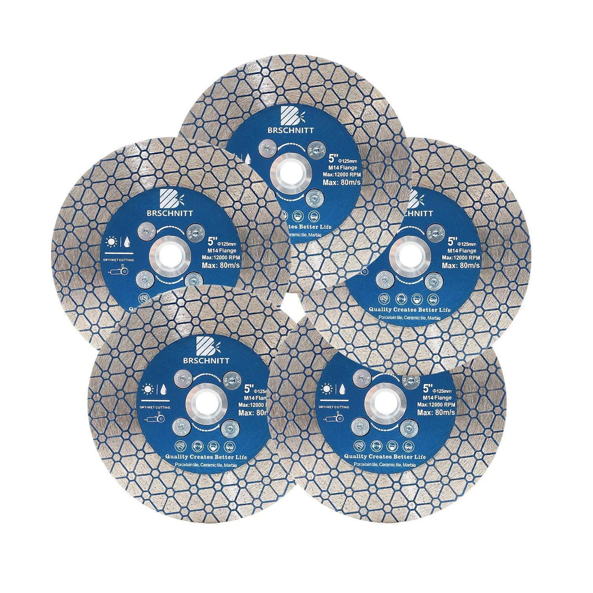 Diamant Trennscheibe 125mm doppelseitig M14 (5 Stück)
