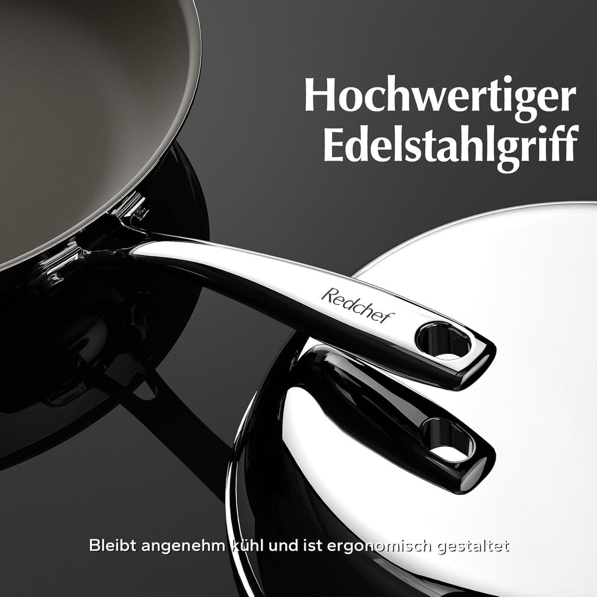 Redchef Keramik Bratpfanne 28 cm Titanium Antihaft Pfanne Tri-ply Edelstahl Induktion Keramikbeschichtung Herd PTFE PFOA PFAS Backofen Spülmaschine 28