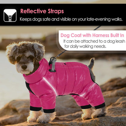 AOFITEE Hundemantel Winter Warm Winddicht Reflektierender Streifen L Rose