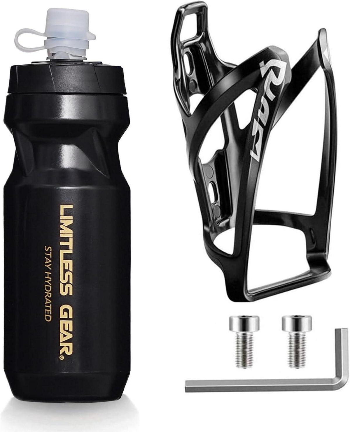 Fahrrad Flaschenhalter mit 21 Oz Trinkflasche Schwarz Gold