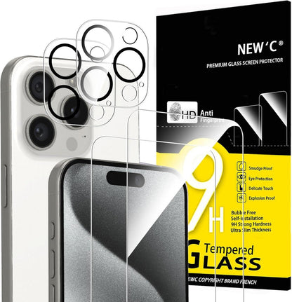 Panzer Schutz Glas für iPhone 15 Pro - 4er Set