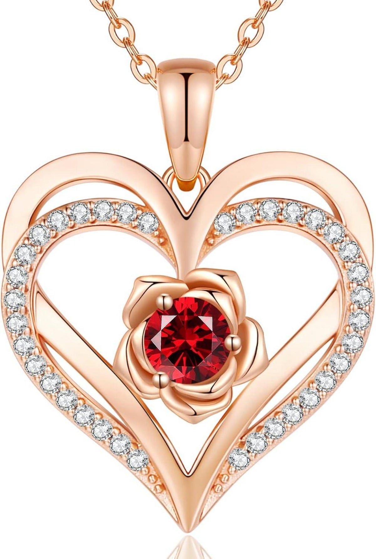 925 Sterling Silber Rosegold Herz Geburtsstein Halskette