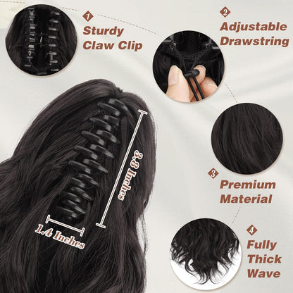 Lockiger Pferdeschwanz Extension Haarverlängerung 35cm Dunkel Braun