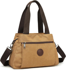 Canvas Handtasche Schultertasche Braun 560g 31x22x13cm