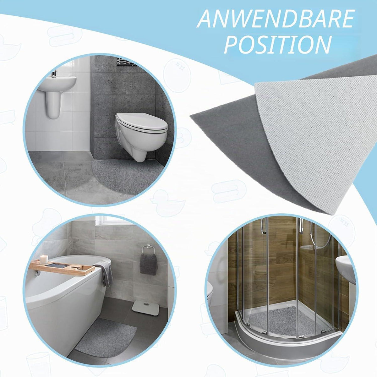 Rutschfeste Duschmatte Luffa 60x60 cm – Anti Schimmel & Abfluss
