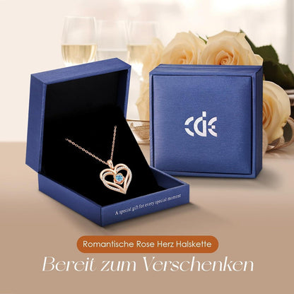 Herz Halskette mit Geburtsstein aus 925 Sterling Silber, Roségold-Beschichtung