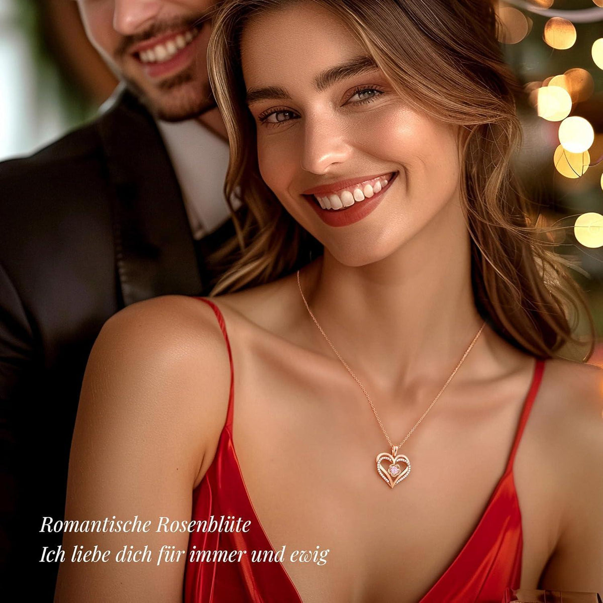 Herz Halskette Damen Rosegold mit Geburtsstein Sterling Silber 925