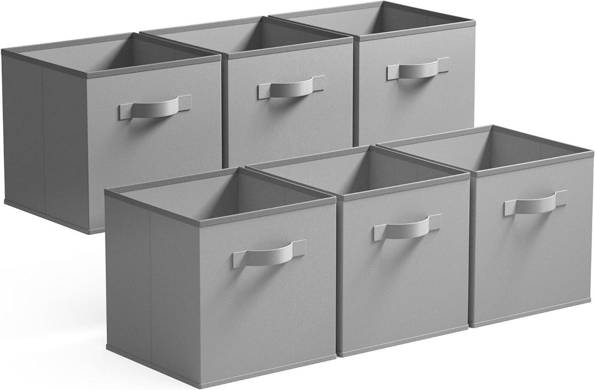 Aufbewahrungsboxen 6er Set Stoff Kallax Regal 33x33x32,4cm Grau