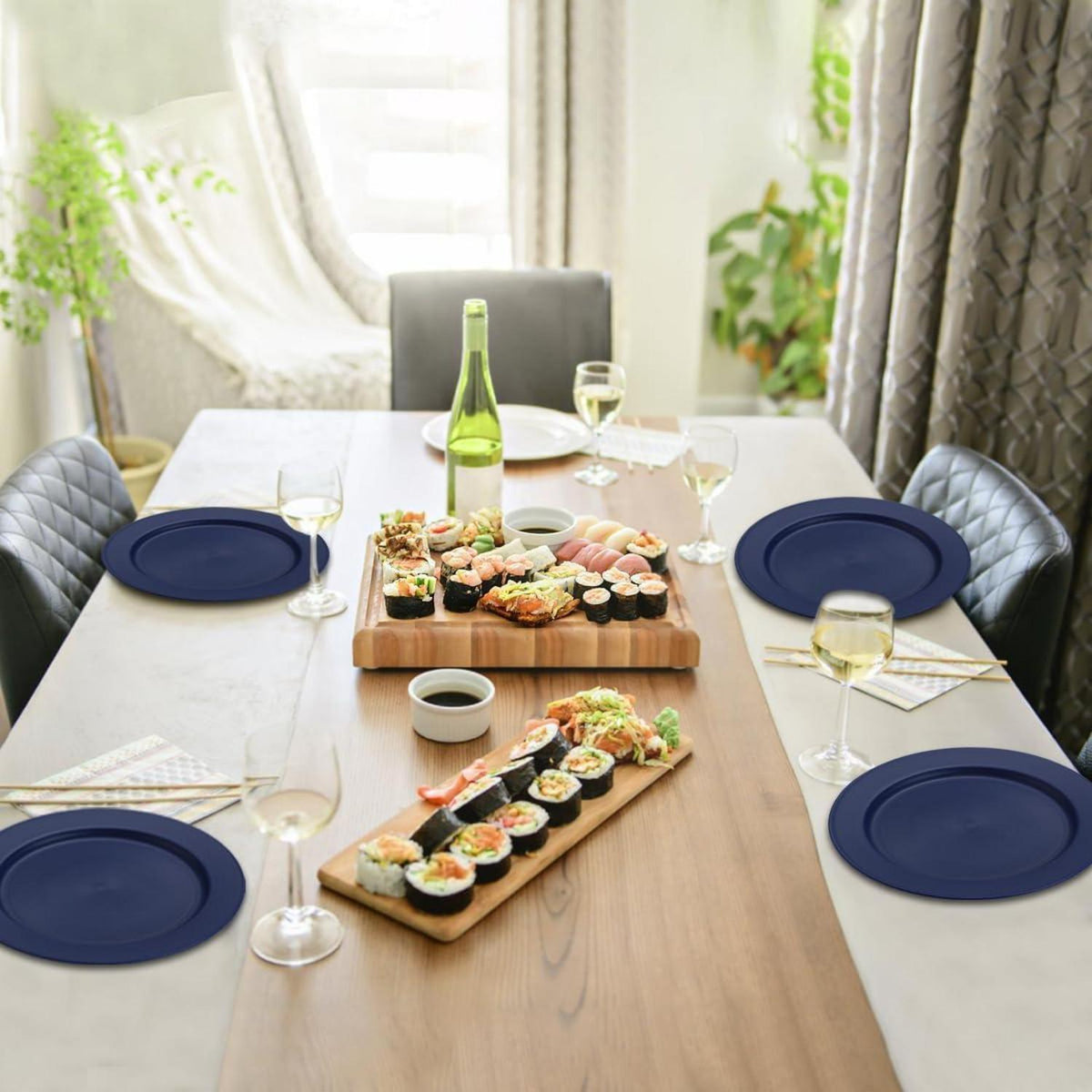 8er Set Kunststoffteller 25cm Blau - Outdoor & Picknick Geschirr