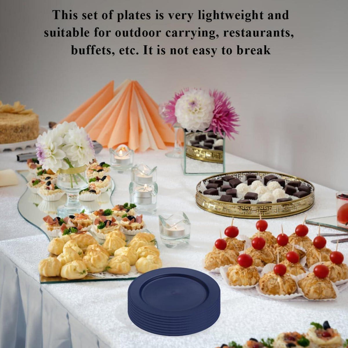 8er Set Kunststoffteller 25cm Blau - Outdoor & Picknick Geschirr