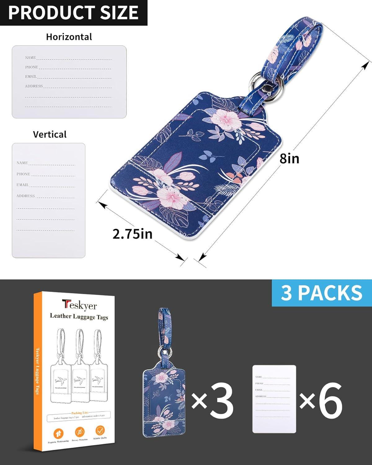 Kofferanhänger 3er Set PU Leder Kirschblüte Gepäckanhänger