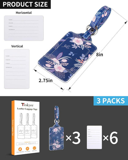 Kofferanhänger 3er Set PU Leder Kirschblüte Gepäckanhänger
