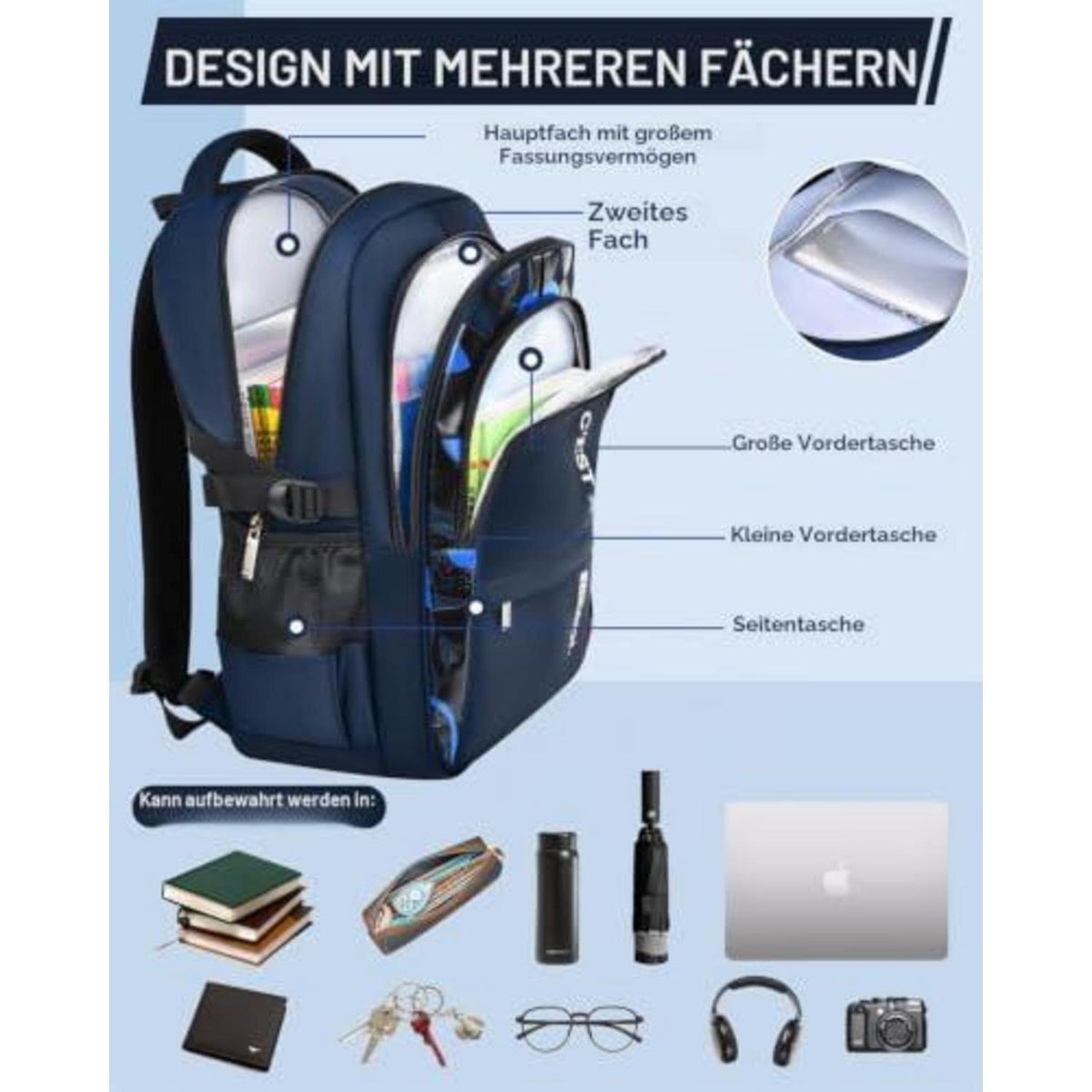Schulrucksack Junge – Wasserdicht & Ergonomisch (Blau)
