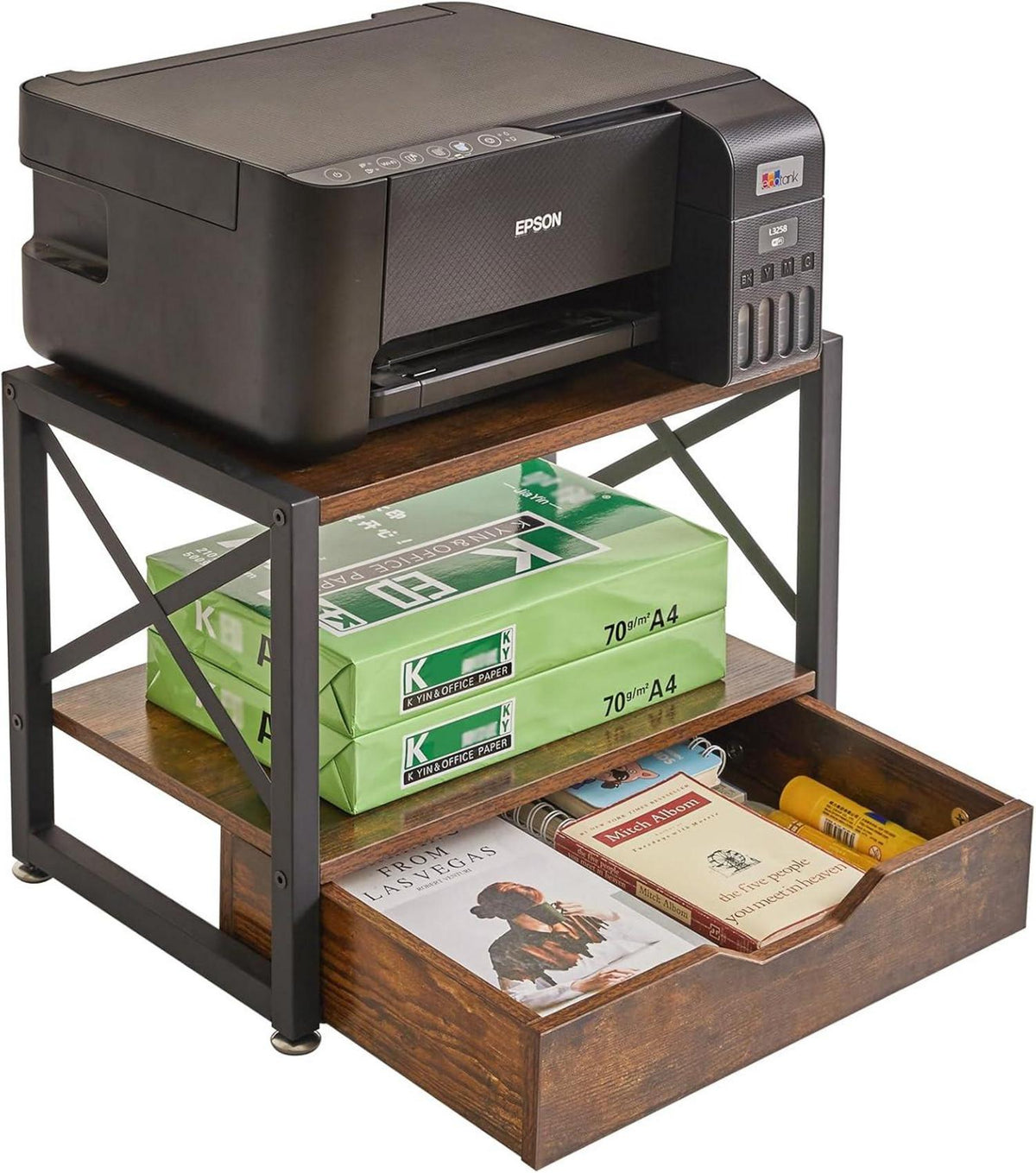 Holz Drucker Stand Schublade Lagerung Ordner Bücher Faxgerät
