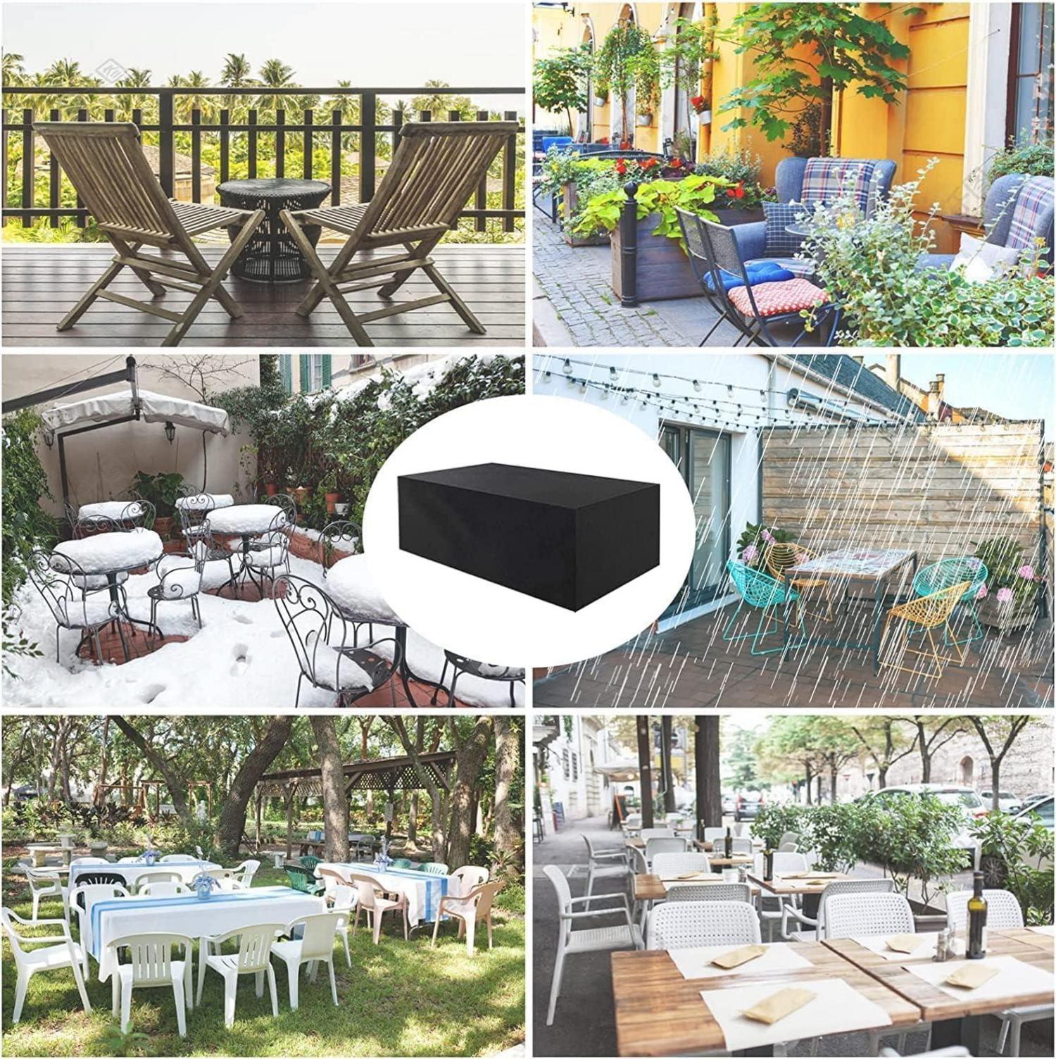 Gartenmöbel Abdeckung Winterfest 600D Schwarz 200x165x80cm Oxford