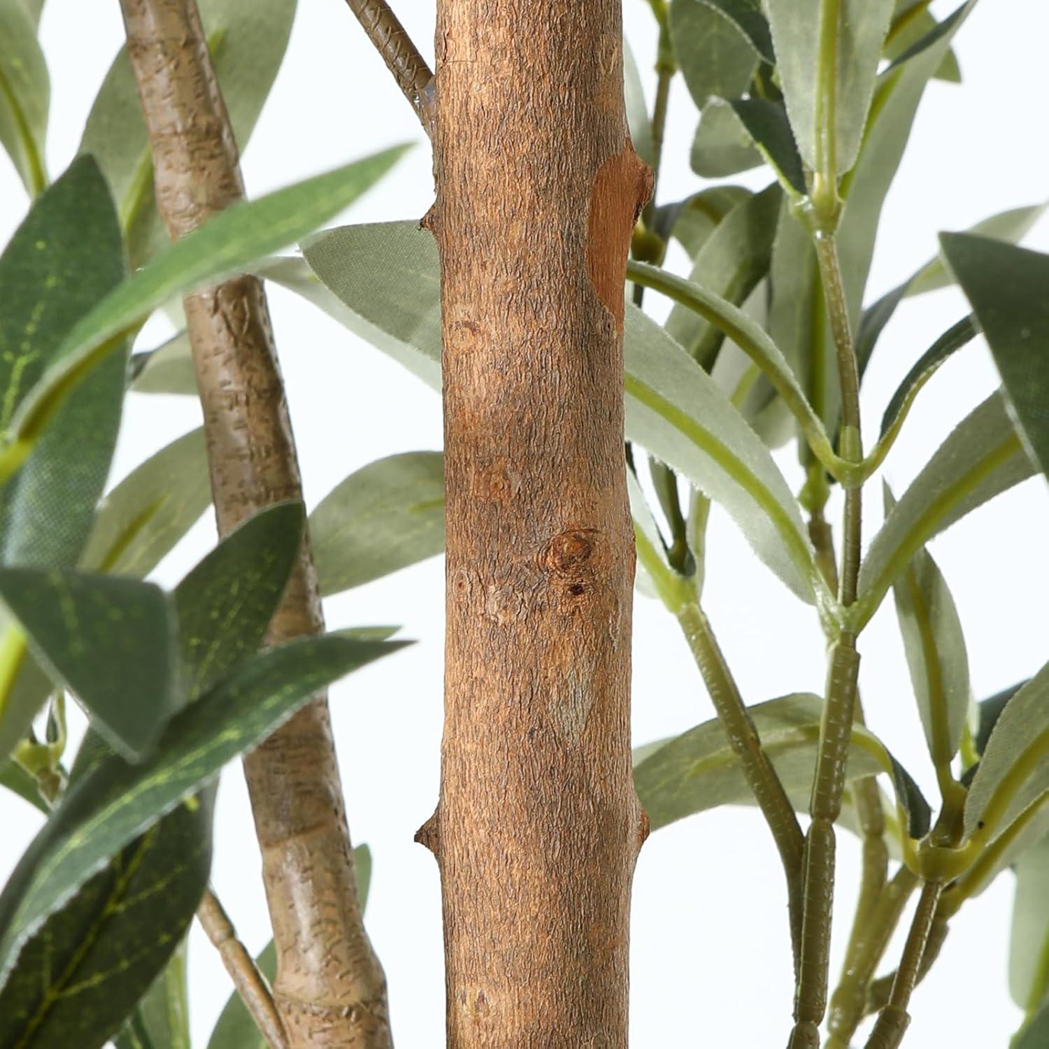Künstlicher Olivenbaum 180cm Fake Kunstpflanze Naturholzstamm/Früchten