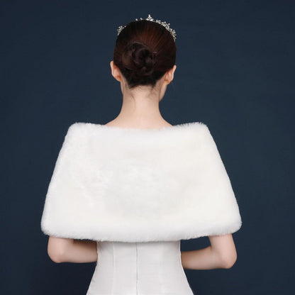 Kunstpelz Schal Stola Damen Winter Bolero Braut Weiß