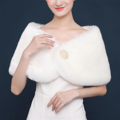 Kunstpelz Schal Stola Damen Winter Bolero Braut Weiß