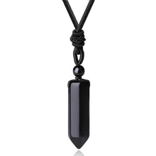 Kristallkette mit sechseckigem Obsidian Anhänger, verstellbar