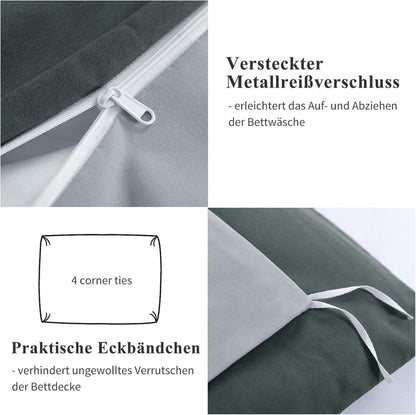Bettwäsche 155x220 Grau Wendebettwäsche 2tlg Reißverschluss Mikrofaser