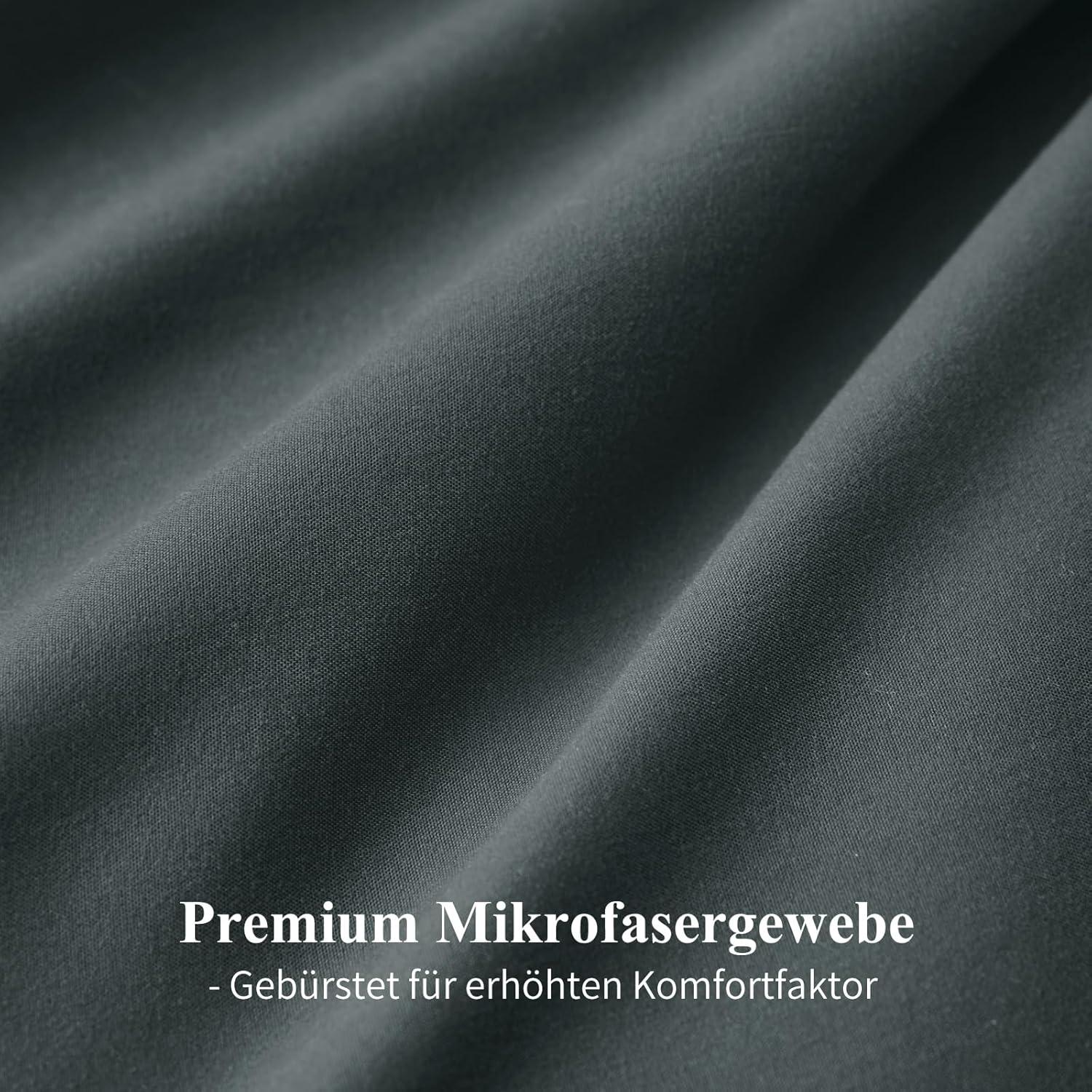 Aisbo Wendebettwäsche 135x200 4tlg Grau Mikrofaser Reißverschluss