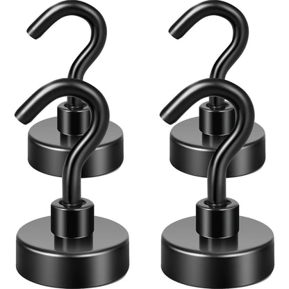 Schwarze Magnethaken 20kg, extra stark, 4er-Pack