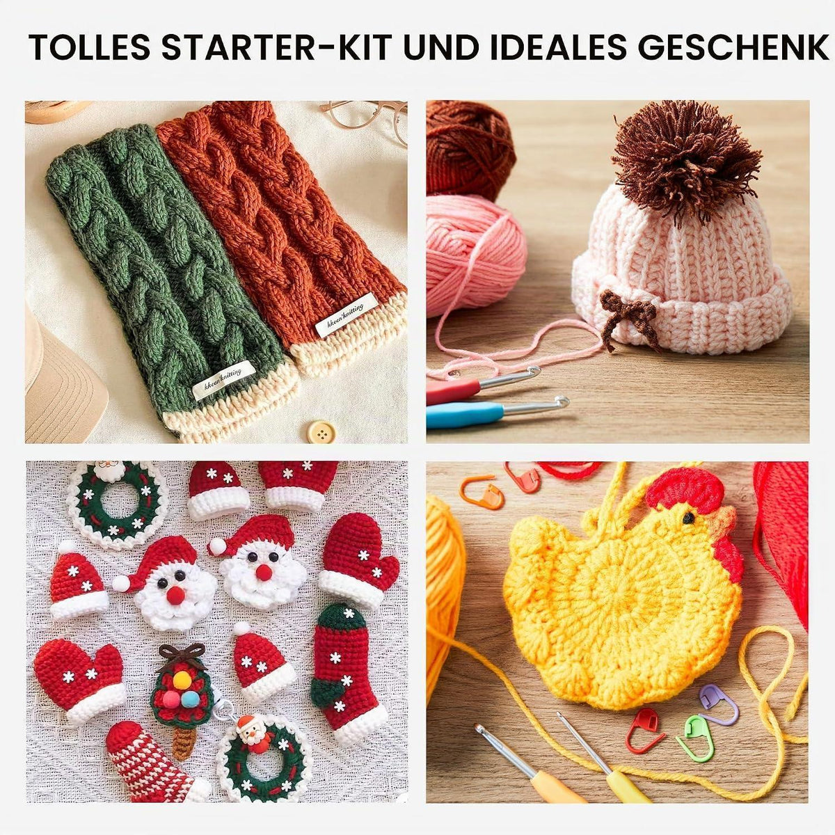Häkelset für Anfänger mit 24 Farben & Zubehör