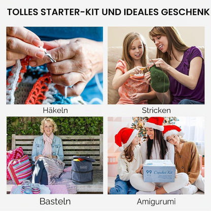 Häkelset für Anfänger mit 24 Farben & Zubehör