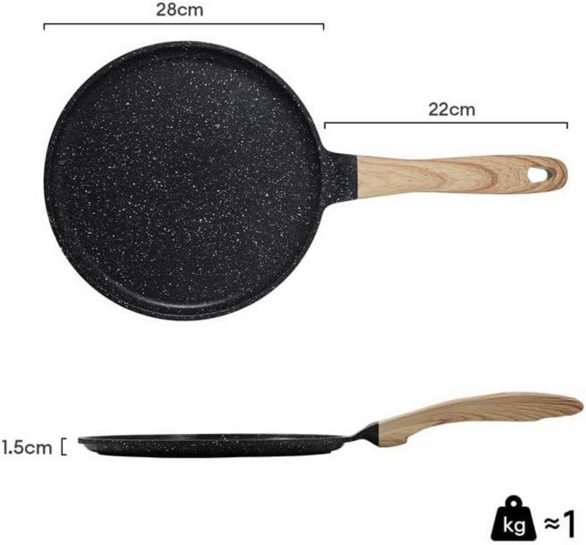 Jeetee Crepe Pfanne 28cm mit Granit-Antihaftbeschichtung