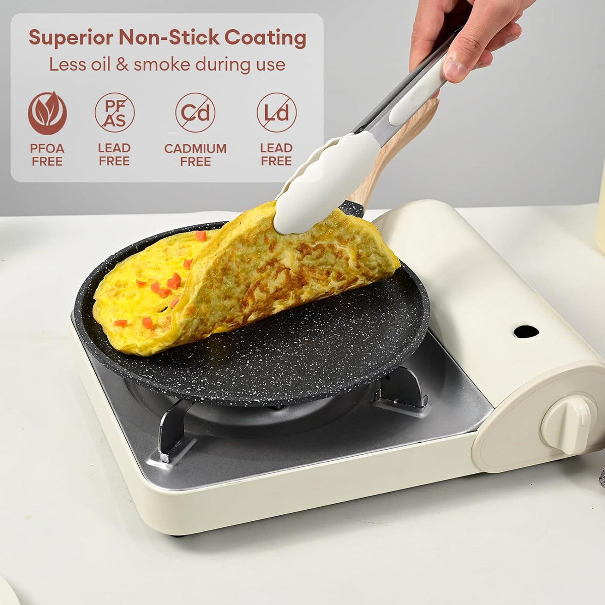 JEETEE Crepe Pfanne 28cm mit Granit-Antihaftbeschichtung und Bakelitgriff