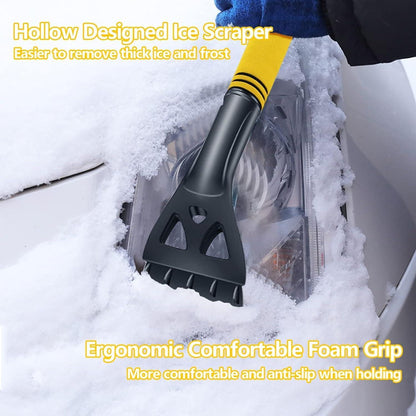 Eiskratzer mit Besen 3-in-1 Teleskop-Enteiser Auto Schneebesen Gelb
