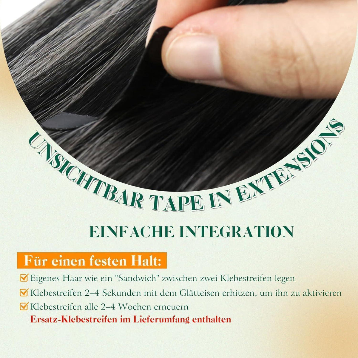 Silber Ombre Echthaar Tape-in Extensions Schwarz 40cm