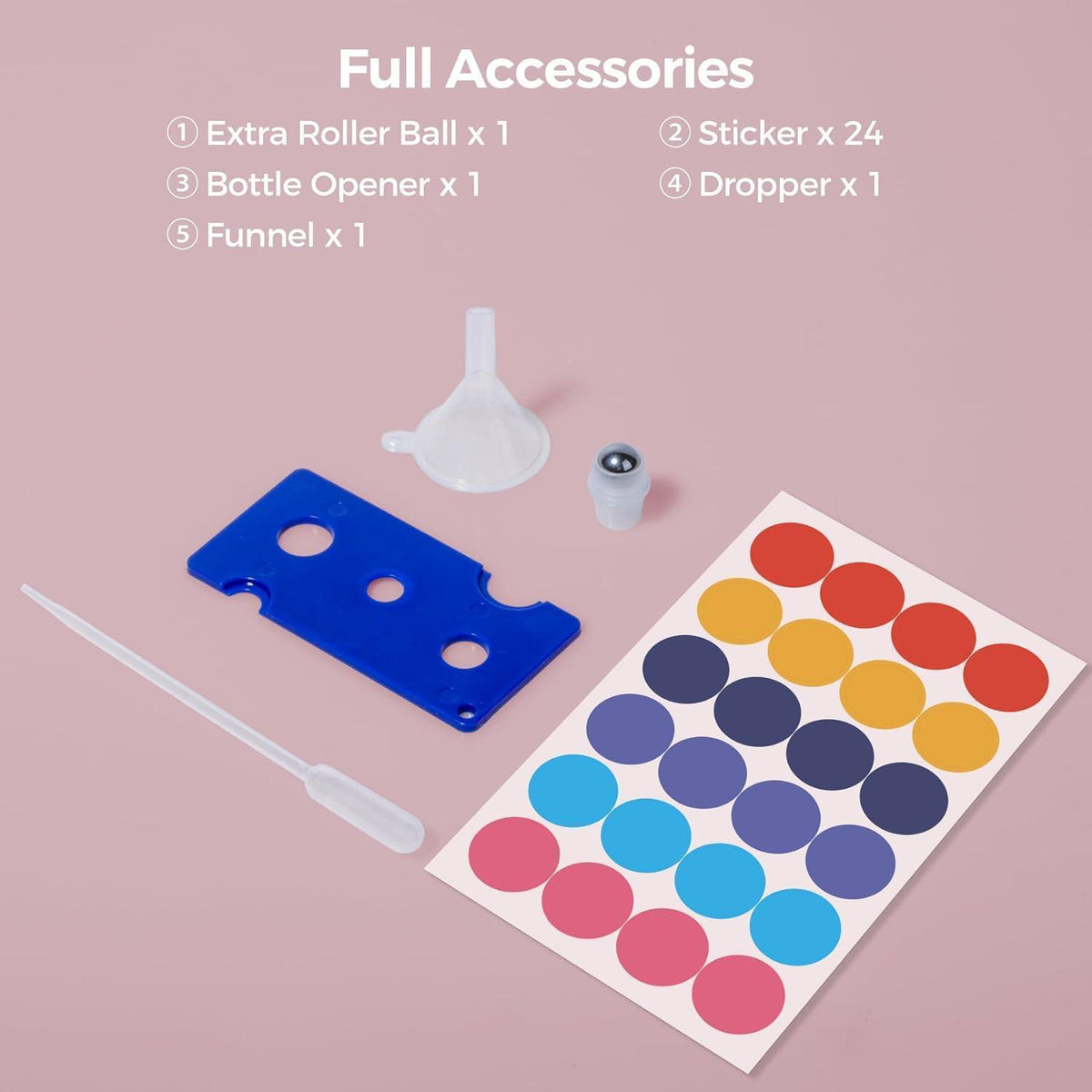 5ml Glas Rollerflaschen Set, 6er Anti-UV Braun, mit Zubehör