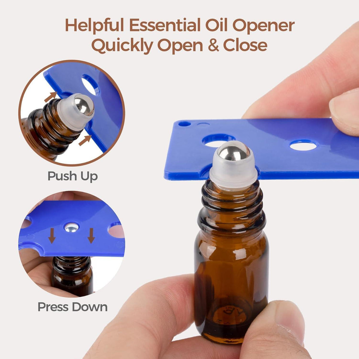 5ml Glas Rollerflaschen Set, 6er Anti-UV Braun, mit Zubehör
