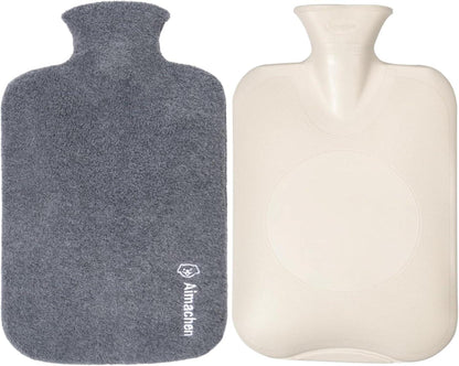 Wärmflasche mit Bezug 3L für Erwachsene und Kinder Grau XXL