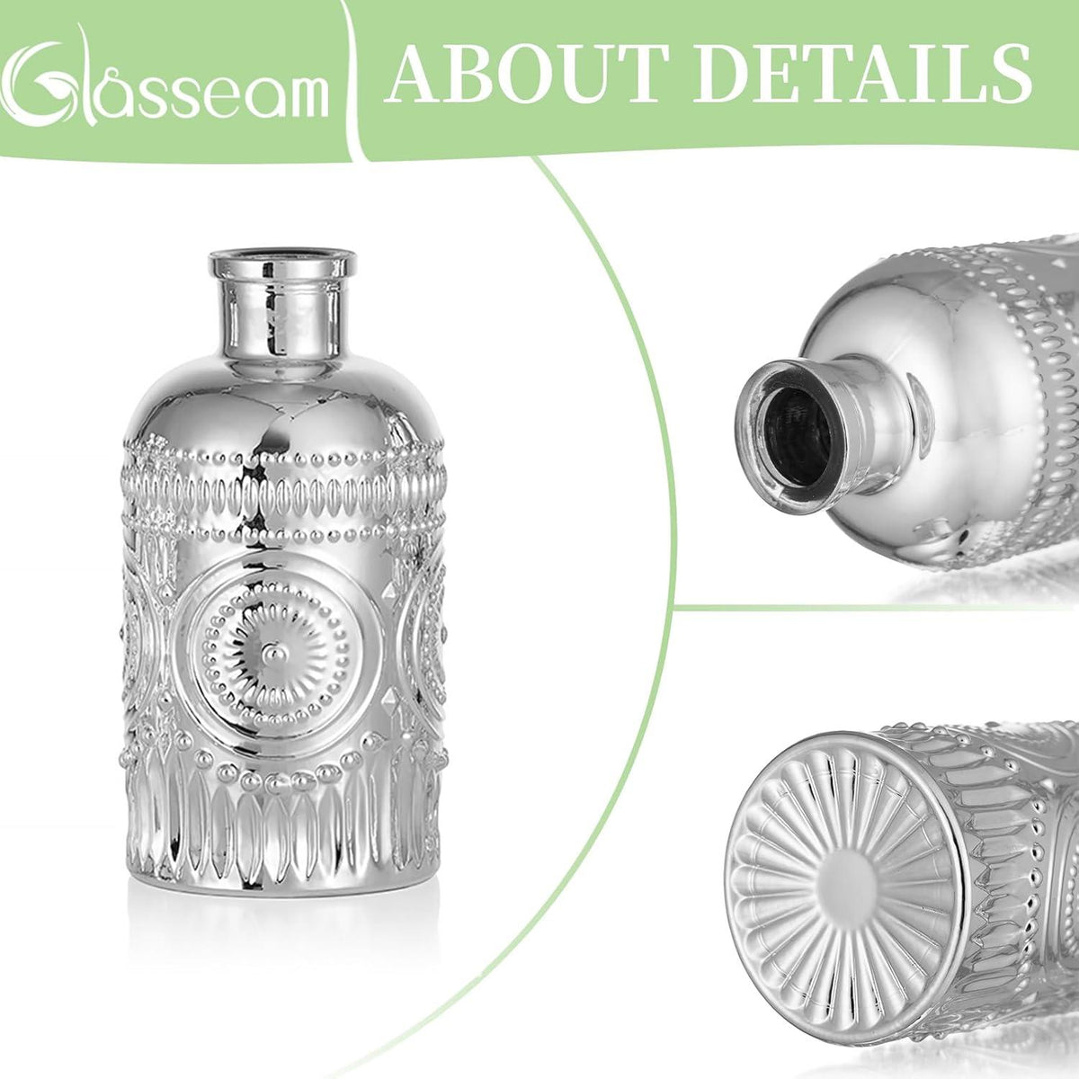 Glasseam Kleine Vase Set Silber 10er Mini Vasen Tischdeko Hochzeit Weihnachten