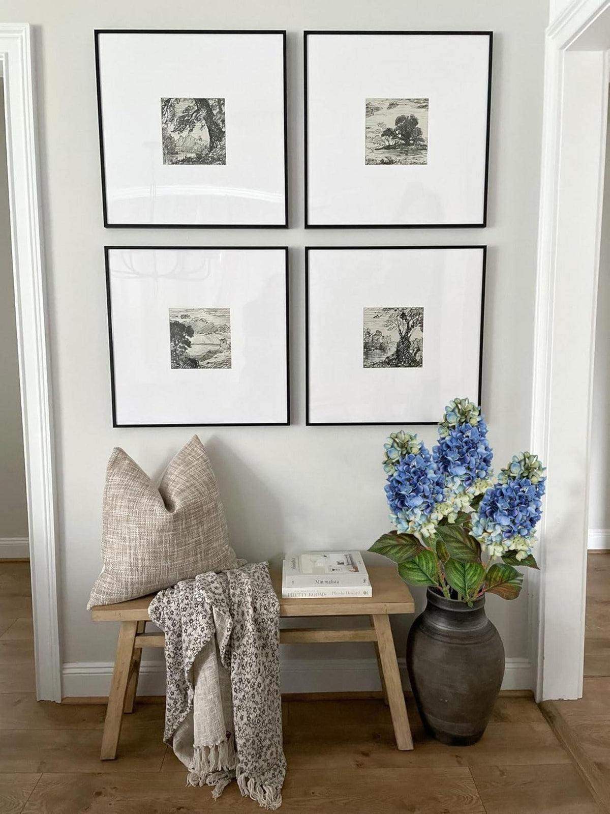 Künstliche Hortensien 3er Set 73CM Dunkelblau Rispenhortensie Deko Blumen