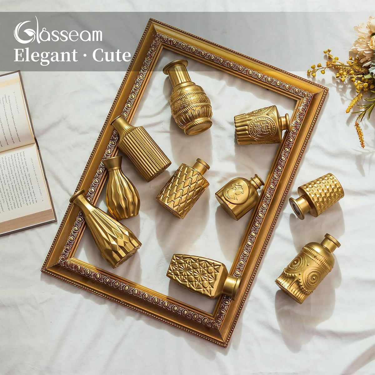 Goldene Mini Vasen 10er Set Glas Blumenvase Deko Hochzeit Weihnachten