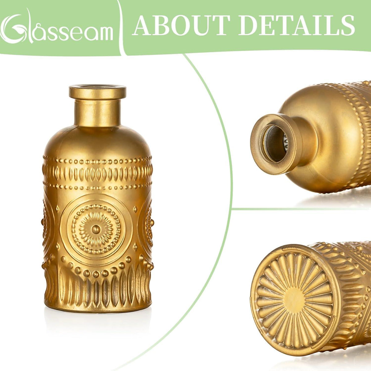 Glasseam Goldene Vase Glas 10er Set Mini Vasen Tischdeko Hochzeit Gold Blumenvase