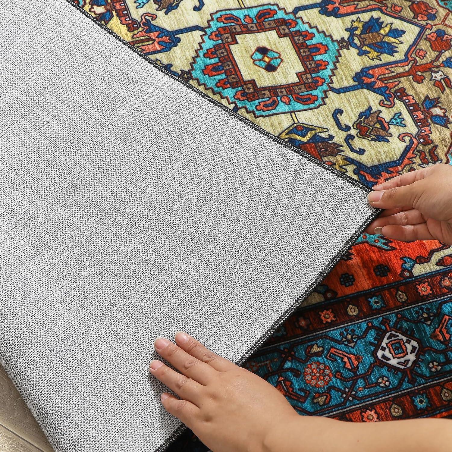 WONGS BEDDING Boho Teppich Vintage Design Rot 80x150cm