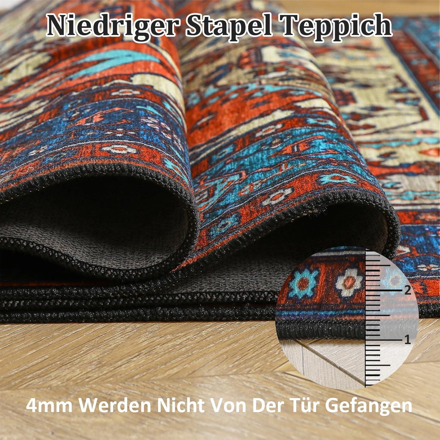 Boho Teppich Weich Rutschfest Vintage Design Rot 160x230cm