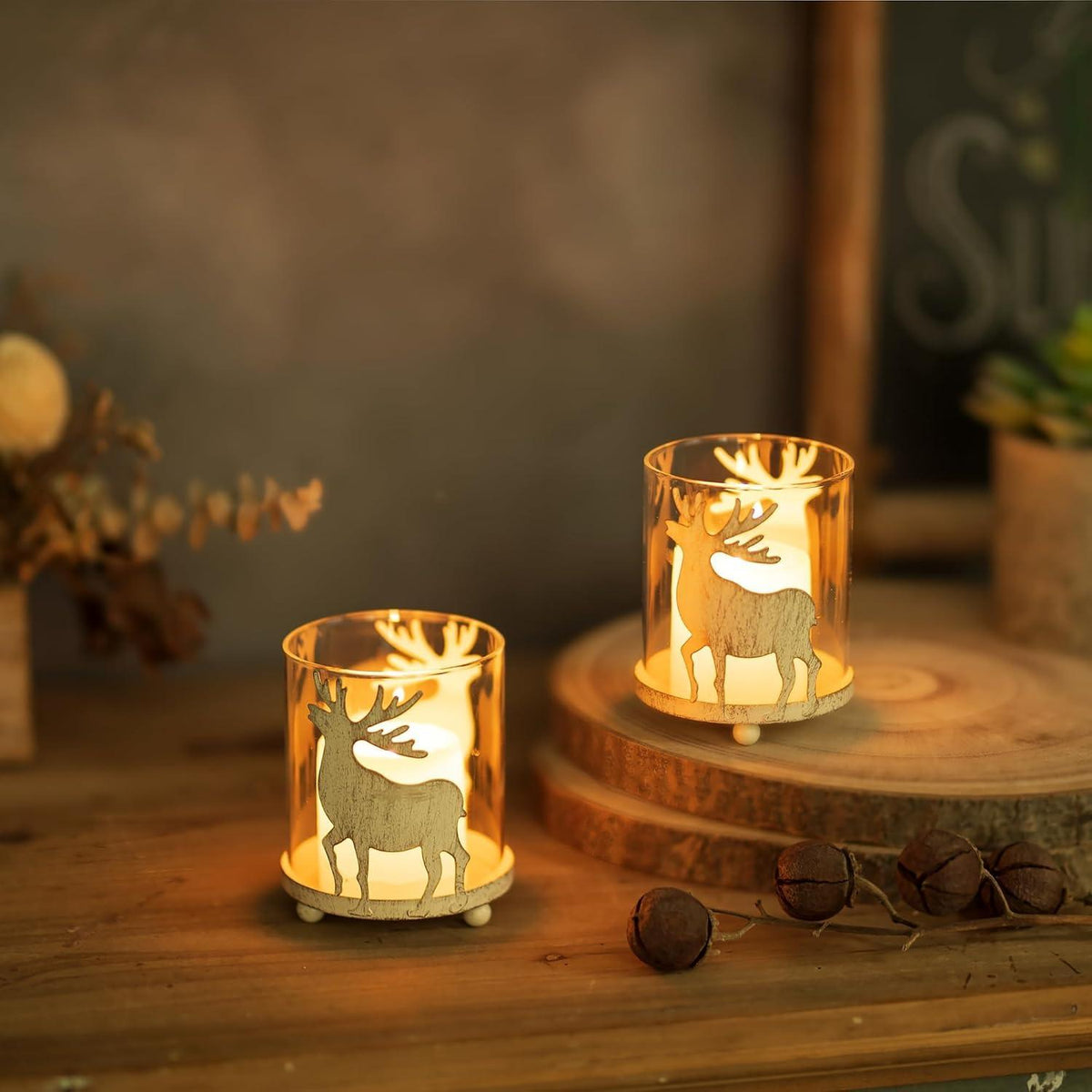Weihnachten Hirsch Kerzenhalter Set Vintage Rentier für