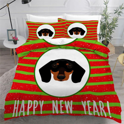 Dackel Bettwäsche Set 135x200 cm - 4-teilig Mikrofaser Weihnachten