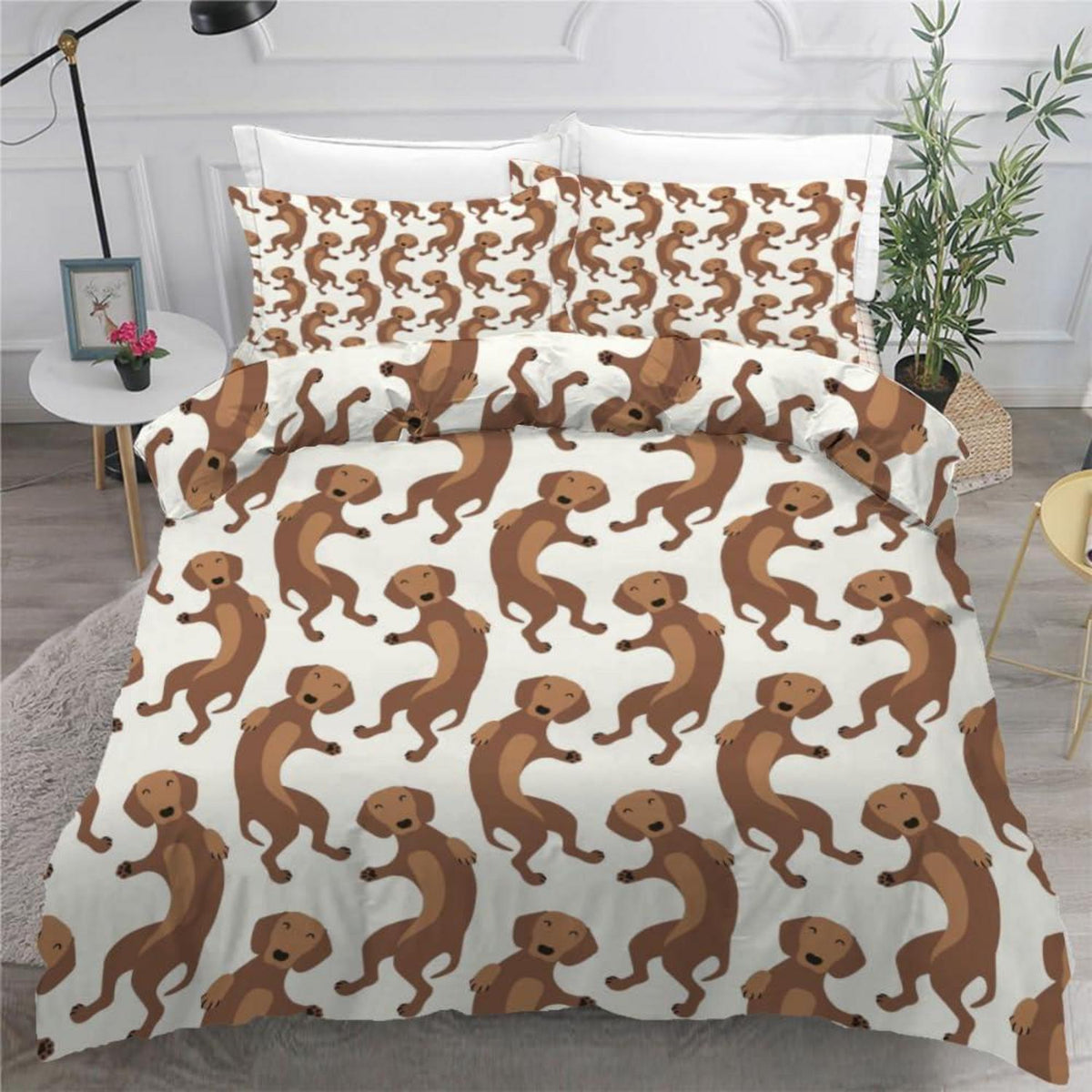 Dackel Kinderbettwäsche Set 135x200 cm 4-teilig Mikrofaser