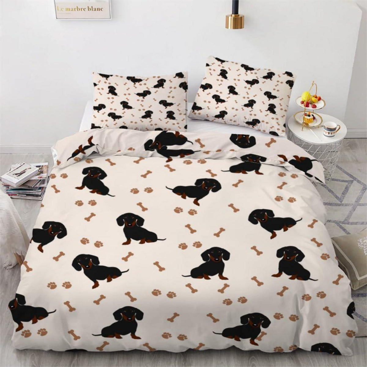 Dackel Kinderbettwäsche Set 135x200 cm 4-teilig Mikrofaser
