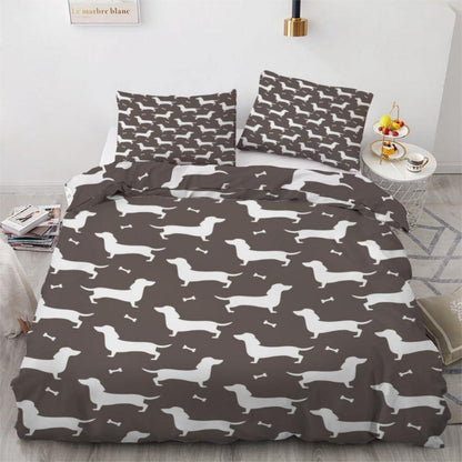 Dackel Kinderbettwäsche Set 135x200 cm 4-teilig Mikrofaser