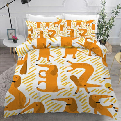 Dackel Kinderbettwäsche Set 135x200 cm 4-teilig Mikrofaser