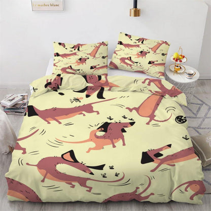 Dackel Kinderbettwäsche Set 135x200 cm 4-teilig Mikrofaser