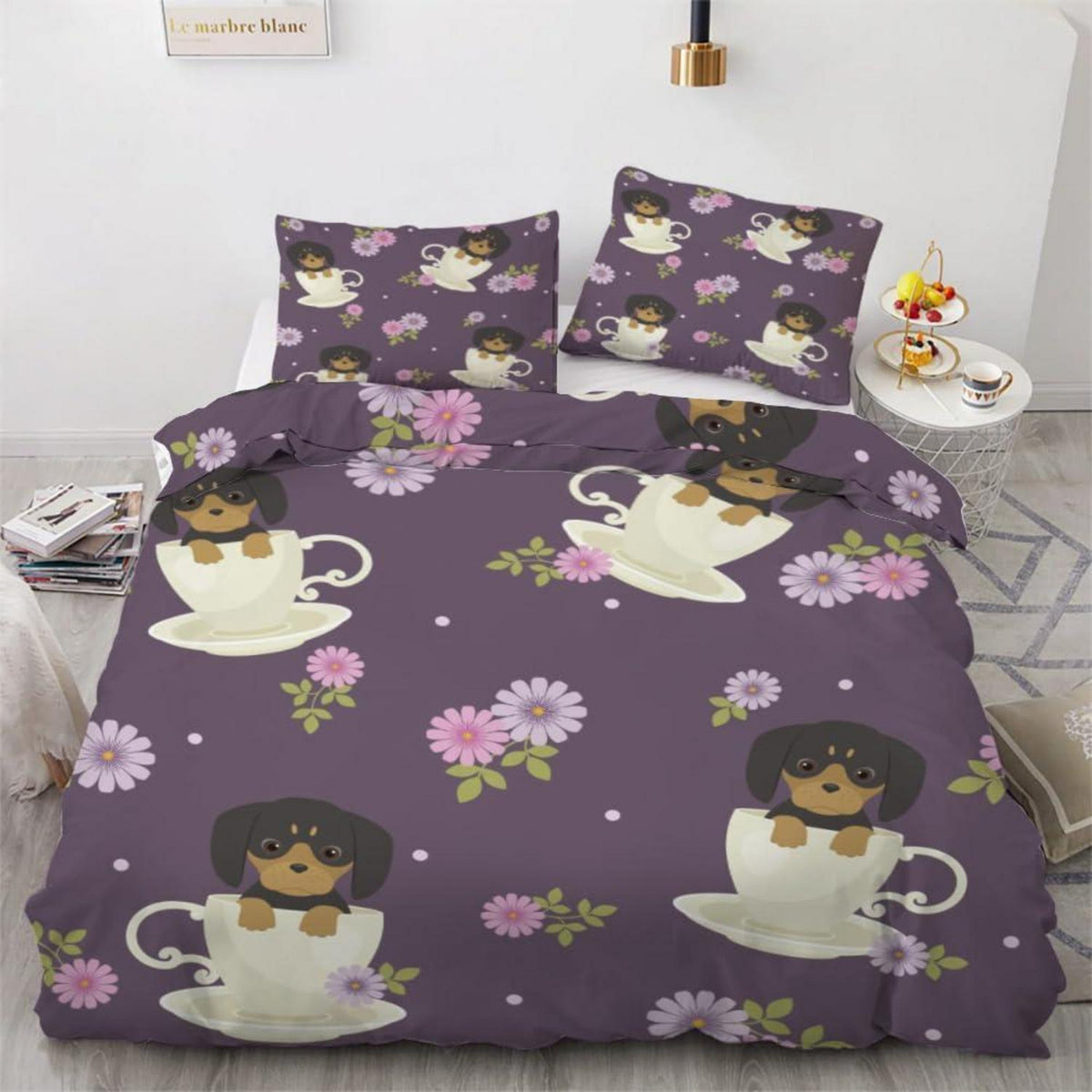 Dackel Bettwäsche Set 135x200 cm - Kawaii Kinderzimmer Dekor